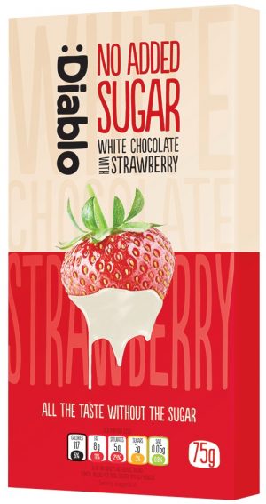 Diablo No Added Sugar White Chocolate With Strawberry 75G