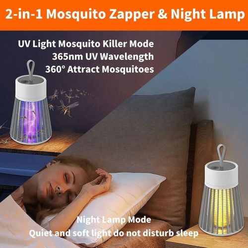 2in1 Led night light electronic usb rechargeable mosquito killer trap,Portable Electronic Mosquito Killer with Ambient Light,Indoor USB Rechargeable Bug Zapper and Sleep Lamp,Cordless Bug Killer with Light,Personal Insect Repellent Lamp (Electronic).